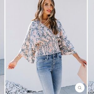 Kellan satin leopard smocked kimono top